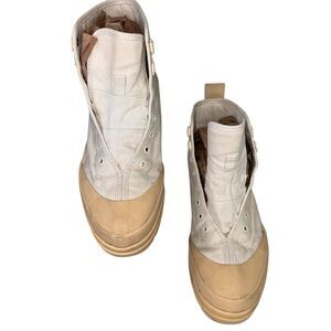 Everlane Boots Women's 7.5 White Cream Canvas Duck Lace Up Rubber Toe Lug Sole